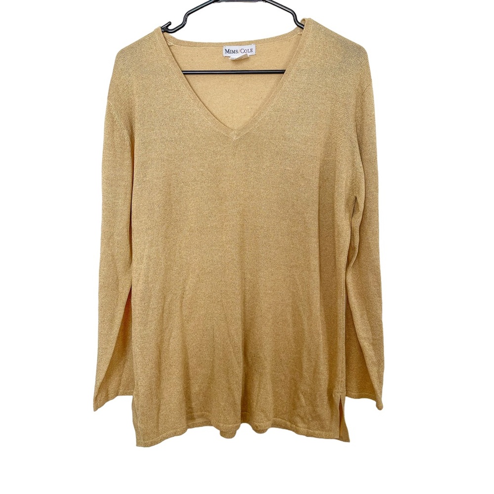 Gold V-Neck Sweater Silk Metallic Mix